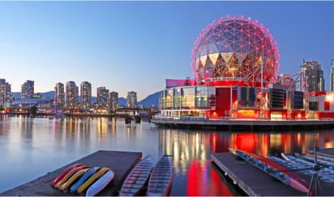 Vancouver illuminated at night, highlighting vibrant lights and urban landscape, symbolizing the secured urban living with tenant insurance
